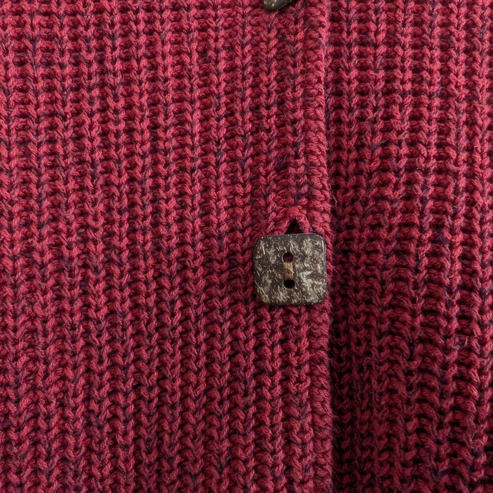 MARGARET WINTERS Cardigan S Red Brown Color Block Longline Button Front Sweater‎ - Picture 4 of 15